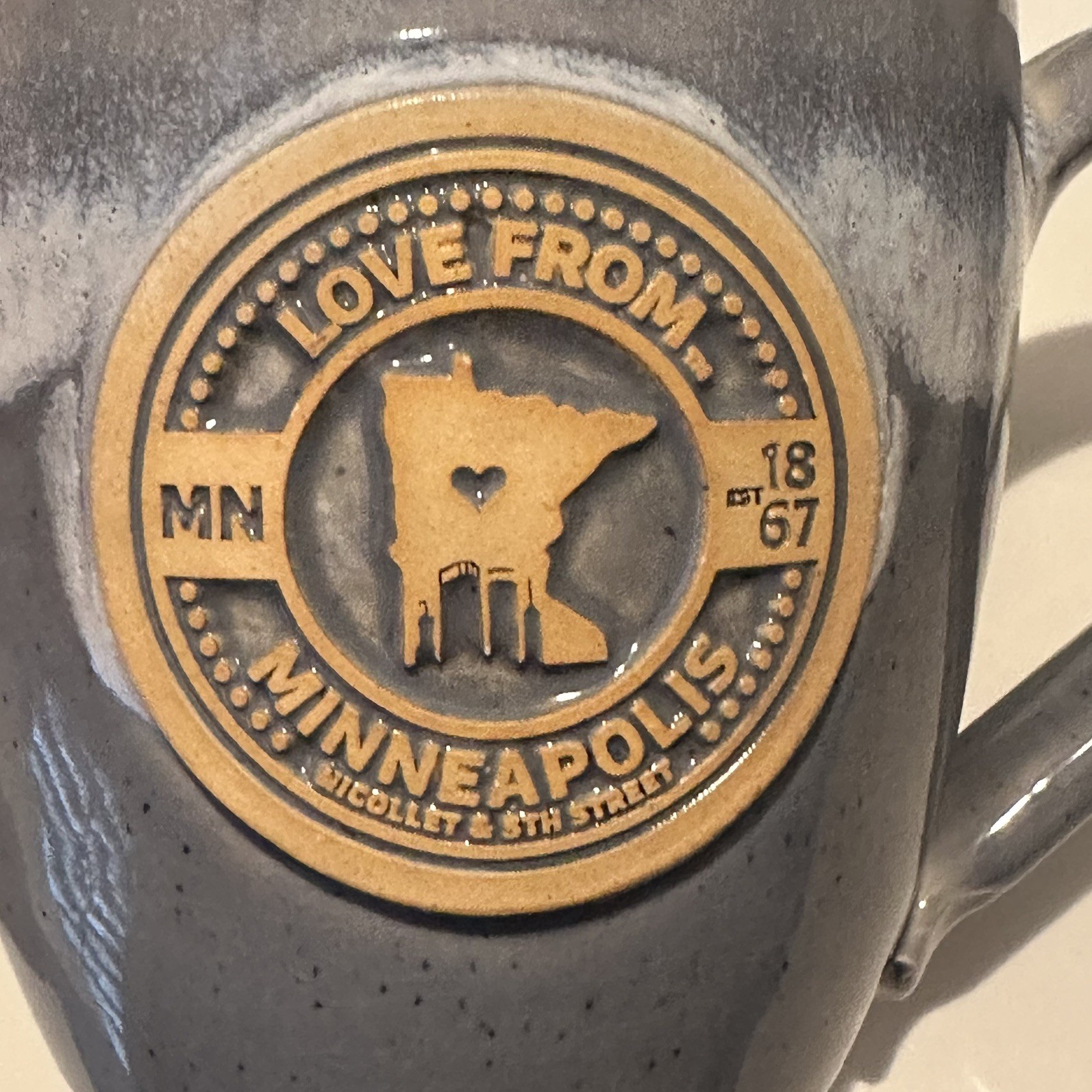 Love From Minneapolis Nicolette and 5th Street Blue Ceramic Coffee Mug