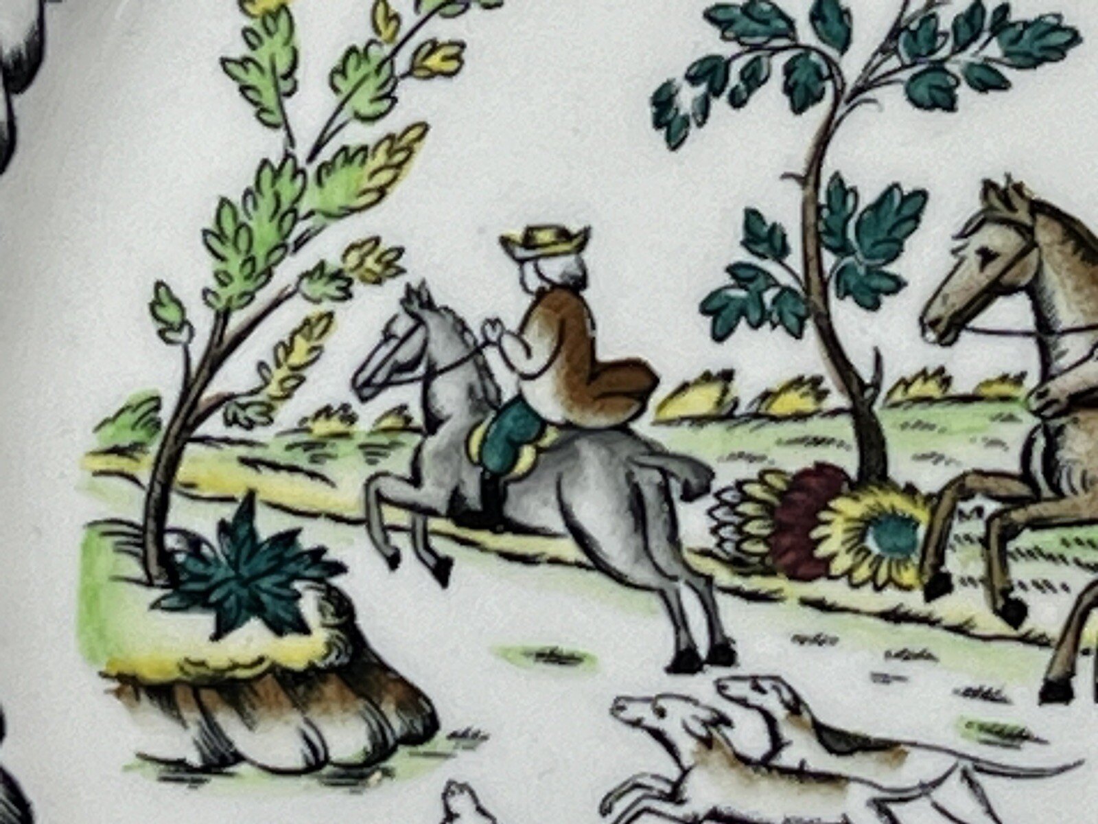 6 Rare ATQ Vintage 1920’s Booths Hand Painted Liverpool Hunt Plates A 8090 6.75”
