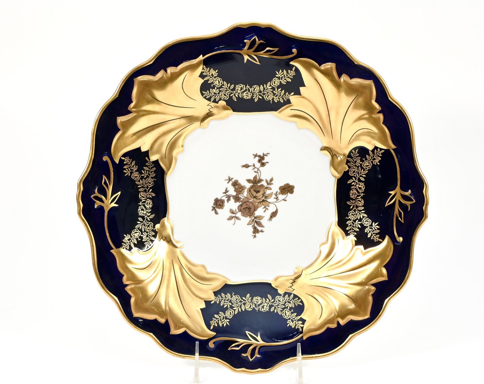 Echt Weimar Kobalt Germany Jutta Cobalt Blue Tray Serving Plate Gold 12.5″-MINT!