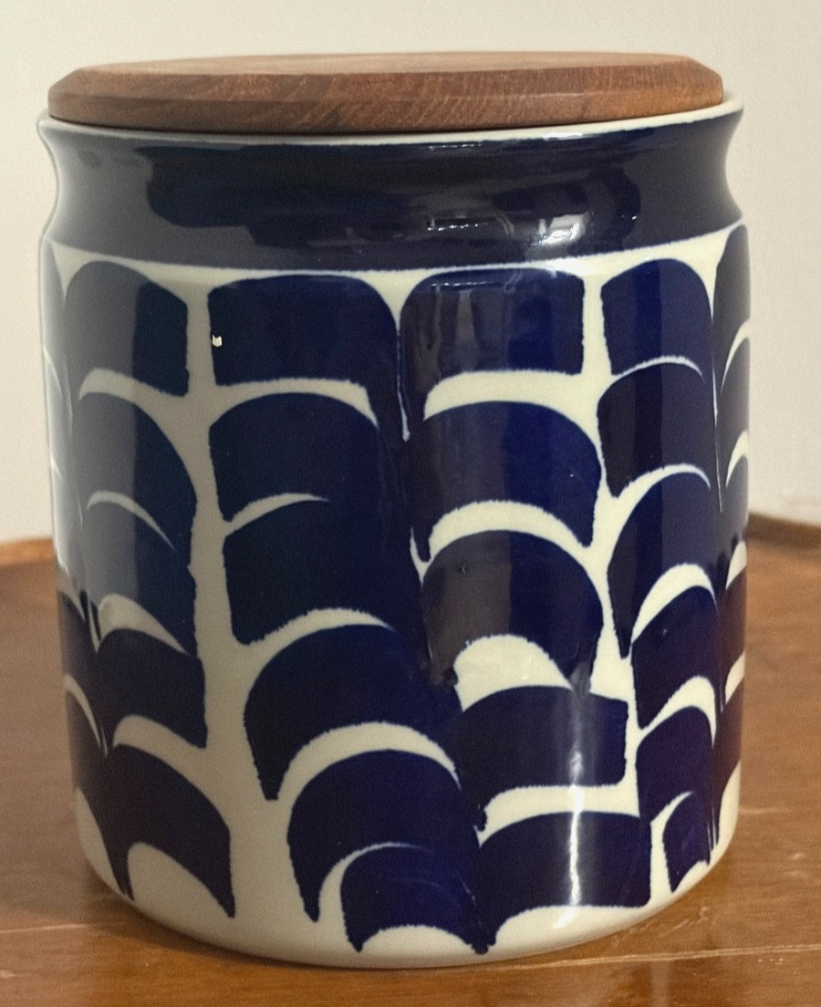 VTG Rörstrand Sweden Marianne Westman Jam Jar Mors Godaste Sylt Teak Lid Rare