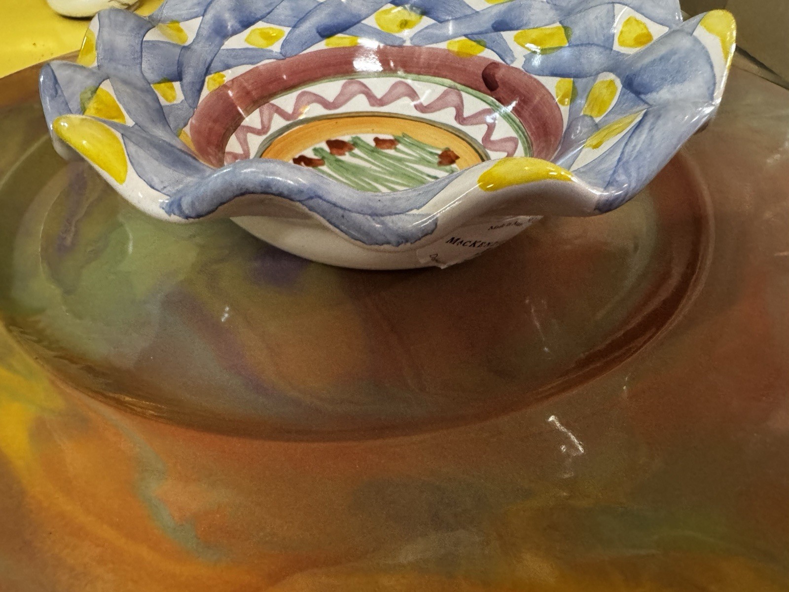 Mackenzie Childs Taylor Aalsmeer Vivid Painted New Fluted Berry Bowl