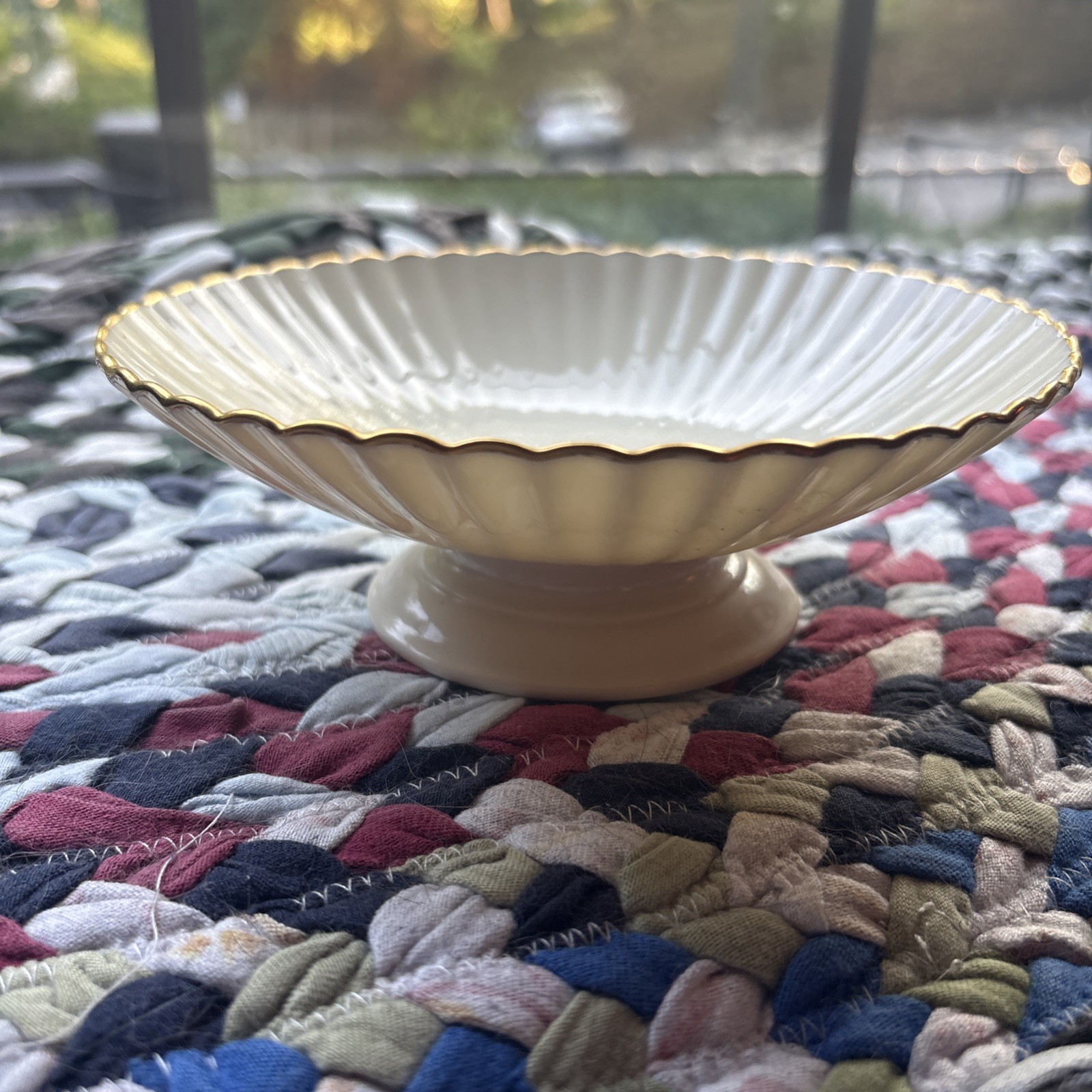 Vintage Lenox Fluted Collection Pedestal Centerpiece Bowl 10.75″ Gold Trim
