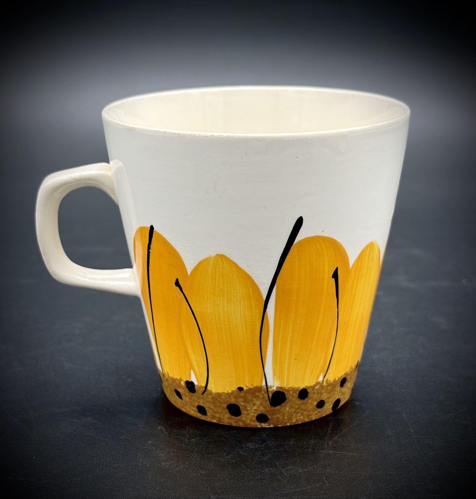 Rare VTG Vera Neumann Hand Painted Sunflower Ceramic Mug: 1960s Made in Jamaica