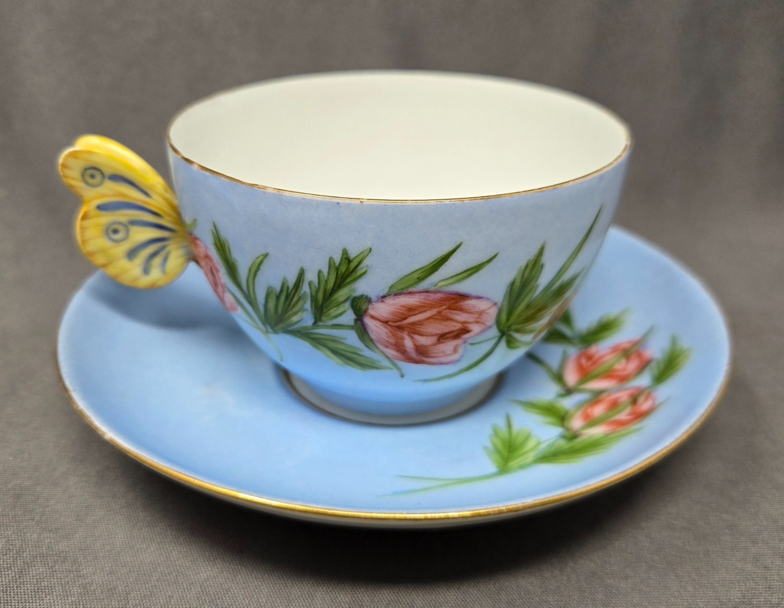 Haviland & Co Limoges Butterfly Handle Teacup and Saucer 1888-96