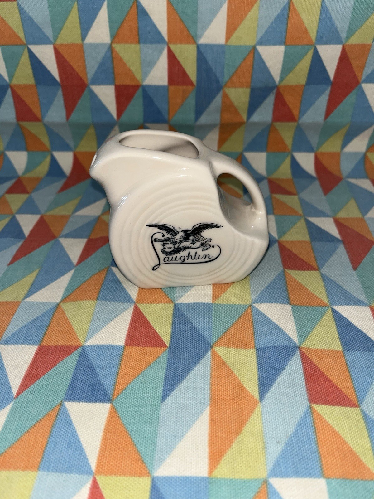 FIESTA new Limited Production Eagle Over Lion Laughlin Mini Disk Pitcher Linen