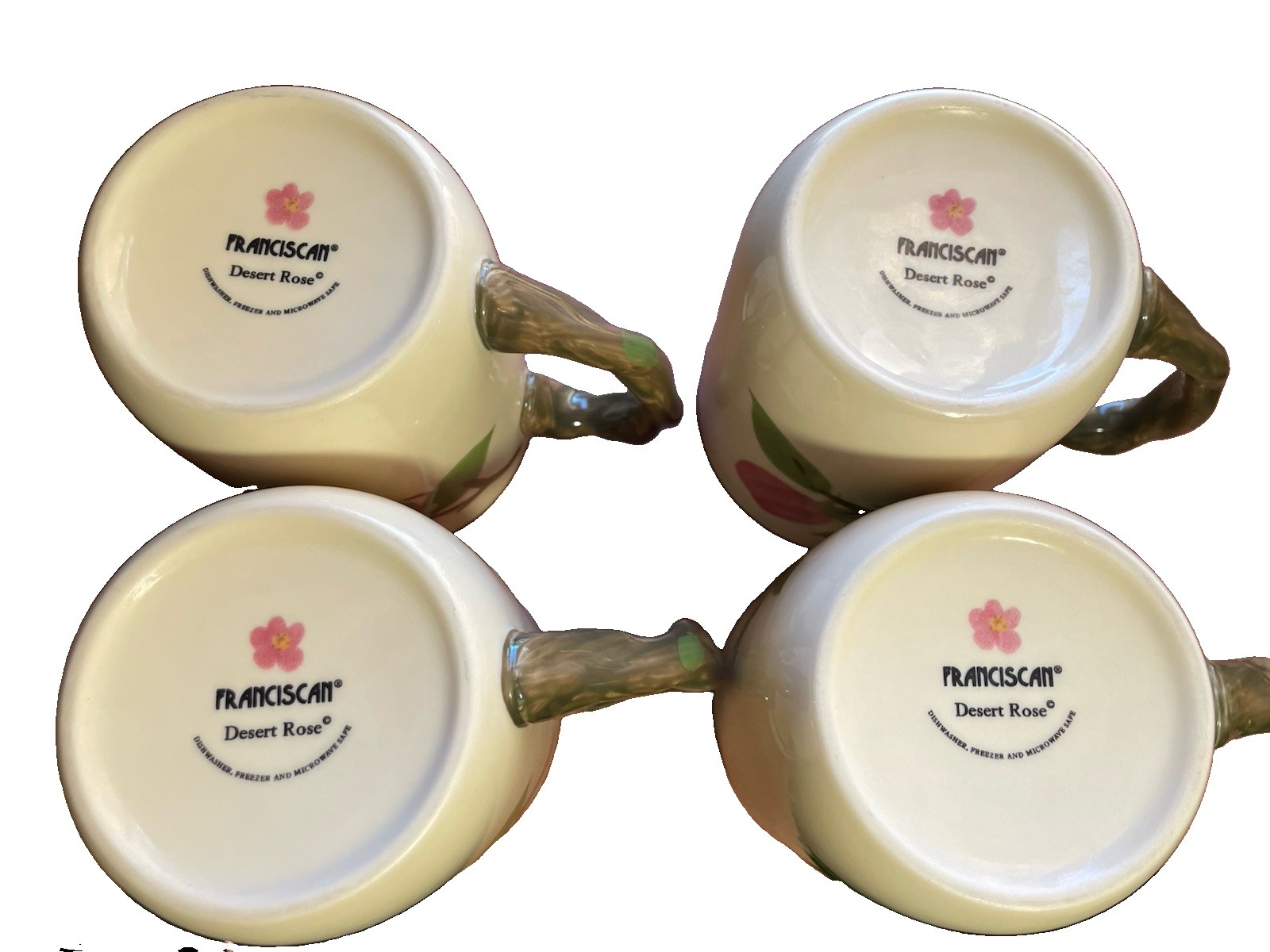 Franciscan Desert Rose Set of 4 Grand Mugs Twisted Vine Handle