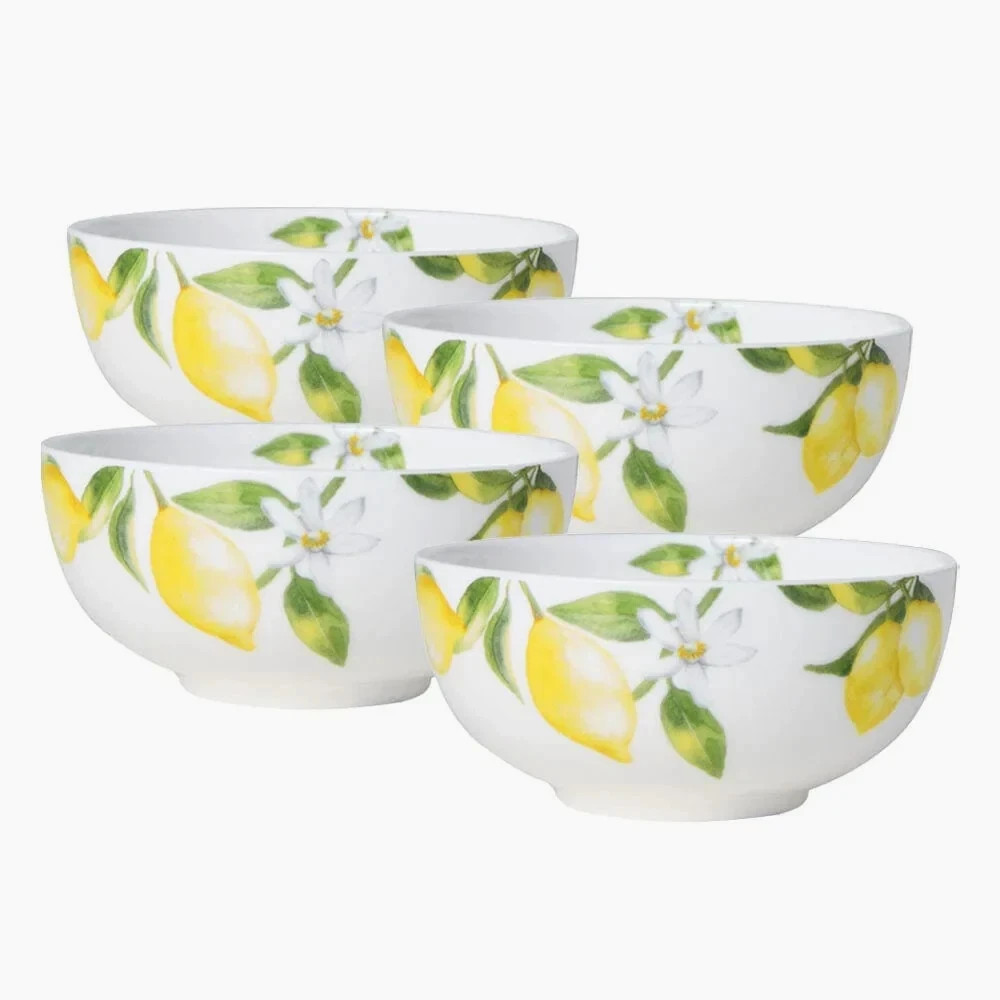 Mikasa Lemons Set of 4 Fruit Bowls Bone China 4.5″ Microwave Dishwasher Safe