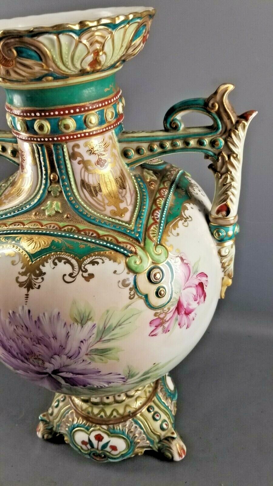 ANTIQUE AUSTRIAN HIGHILY DECORATED PALATIAL VASE