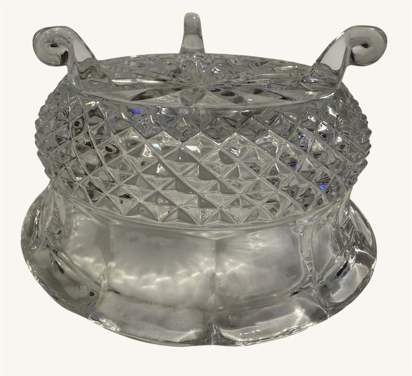 Vintage Anchor Hocking Wexford Clear Glass Footed Bowl 7″
