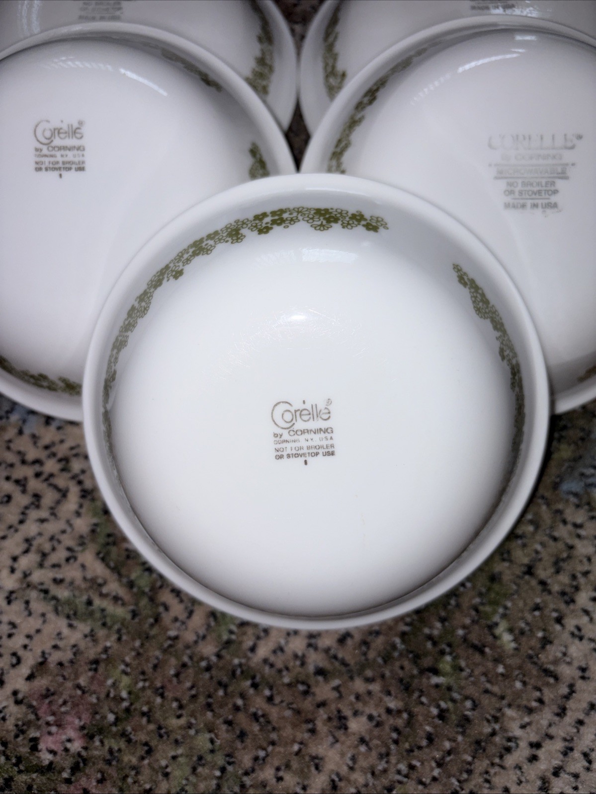 Set of 6 Crazy Daisy Spring Blossom Corning Corelle Berry dessert Bowls 1970s
