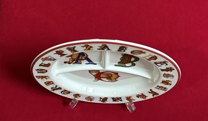 Tiffany & Co. ALPHABET BEARS 8-3/4″ Child’s Divided Plate, Dish EUC