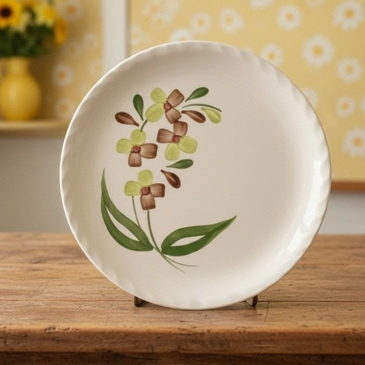 Blue Ridge Southern Pottery Dinner Plate, Vintage Hand-Painted Floral Dinnerware