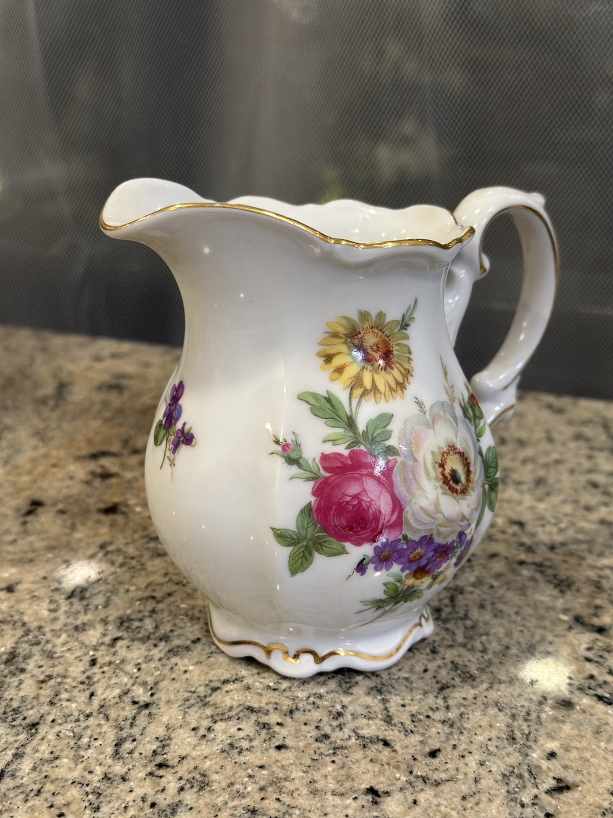 Vintage Mitterteich Bavaria Germany Meissen Floral Creamer Gold Trim
