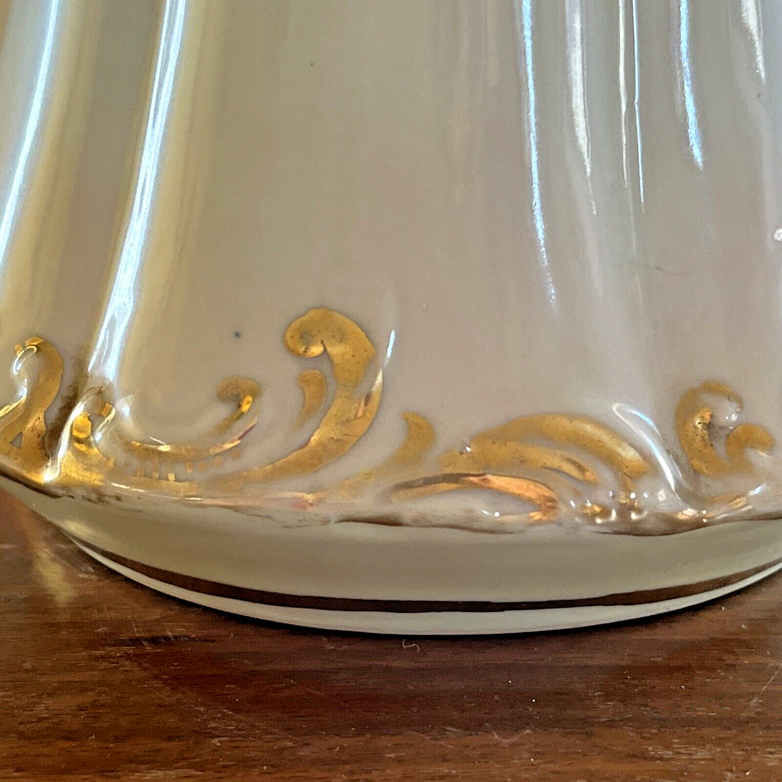Antique Tall Pitcher Hand Painted Vase Tankard Ewer Roses Gold 15.5