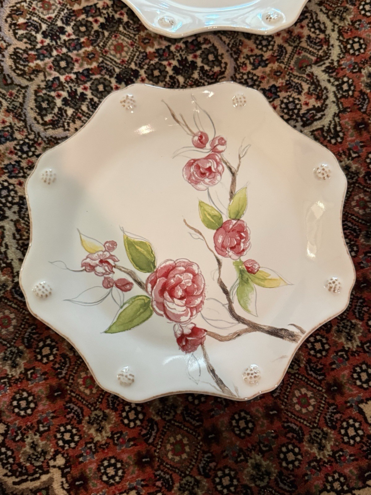 Set of 4 Juliska Berry & Thread Floral Sketch Assorted Dessert/salad Plates 9 In