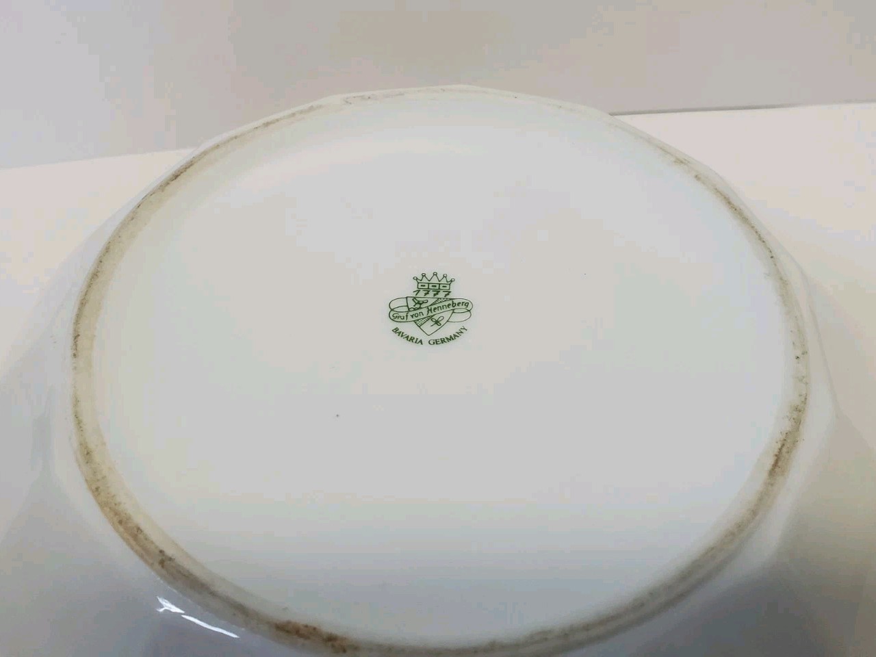 Vintage Graf Von Henneberg Floral Porcelain Serving Bowl Blue, Rust, Green, Gold