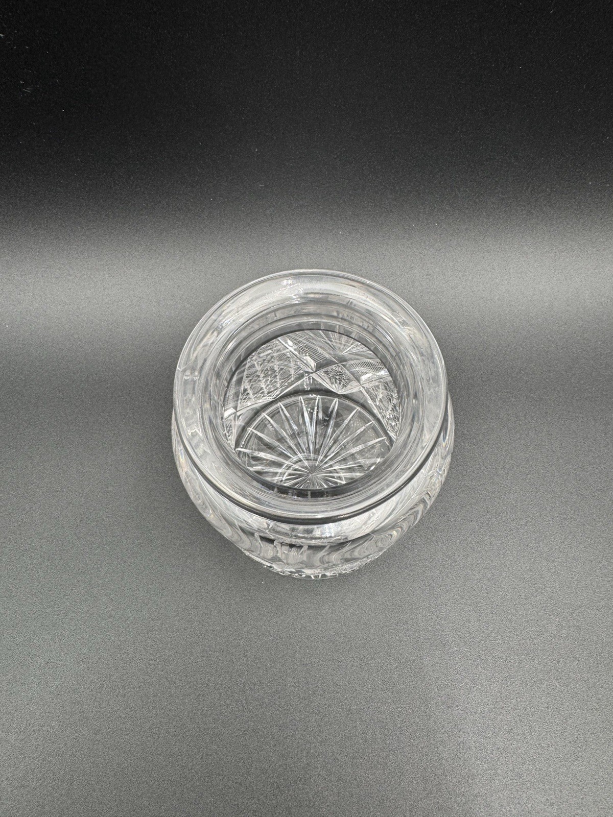 American Brilliant Period Style Cut Glass Crystal Biscuit Jar Hobstar Lidded