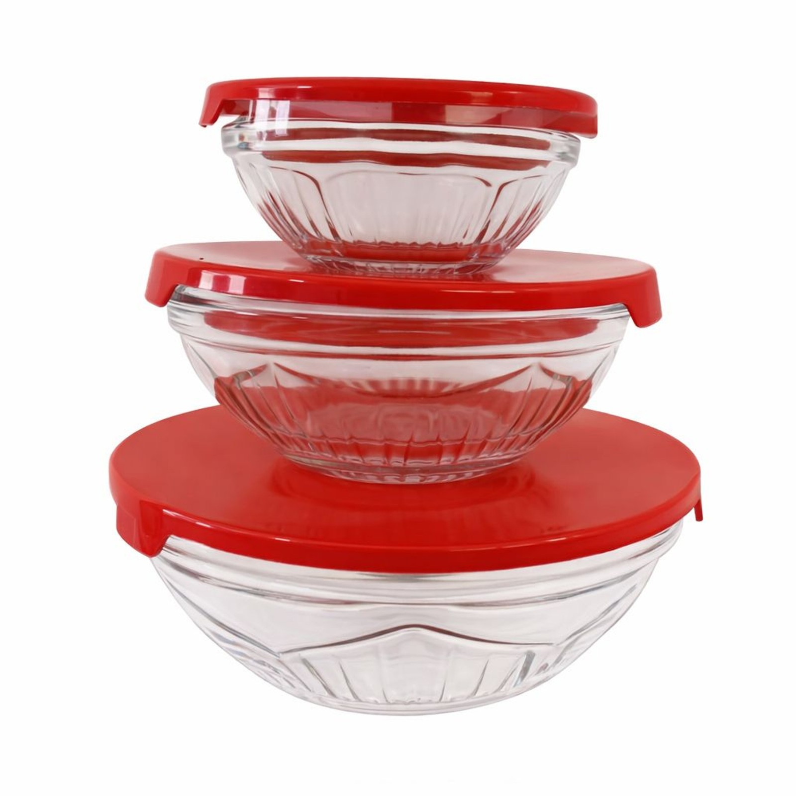 Set of 3 Stackable Serving/Fruit/Dessert/Nuts Bowls with Snap Lids