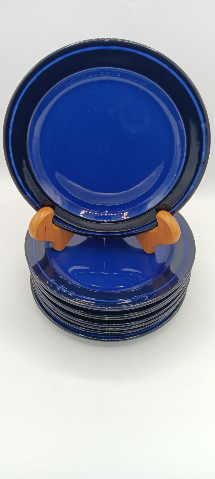 Vintage Cobalt Blue Nittsjö Sweden Salad Dessert Cake Stoneware Plate; 8.25″