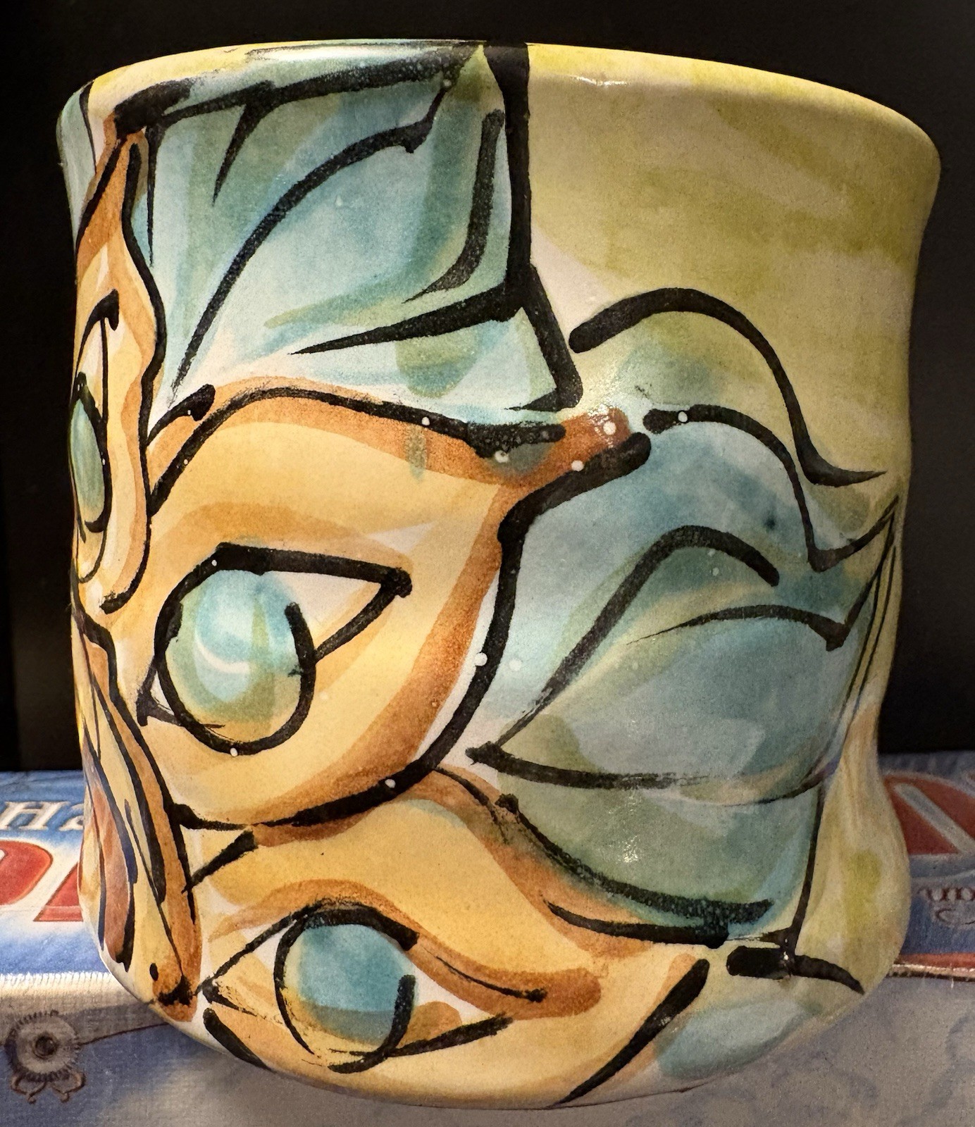 Karin Kreamer Handmade Ceramic Cup Bee And Sunflower
