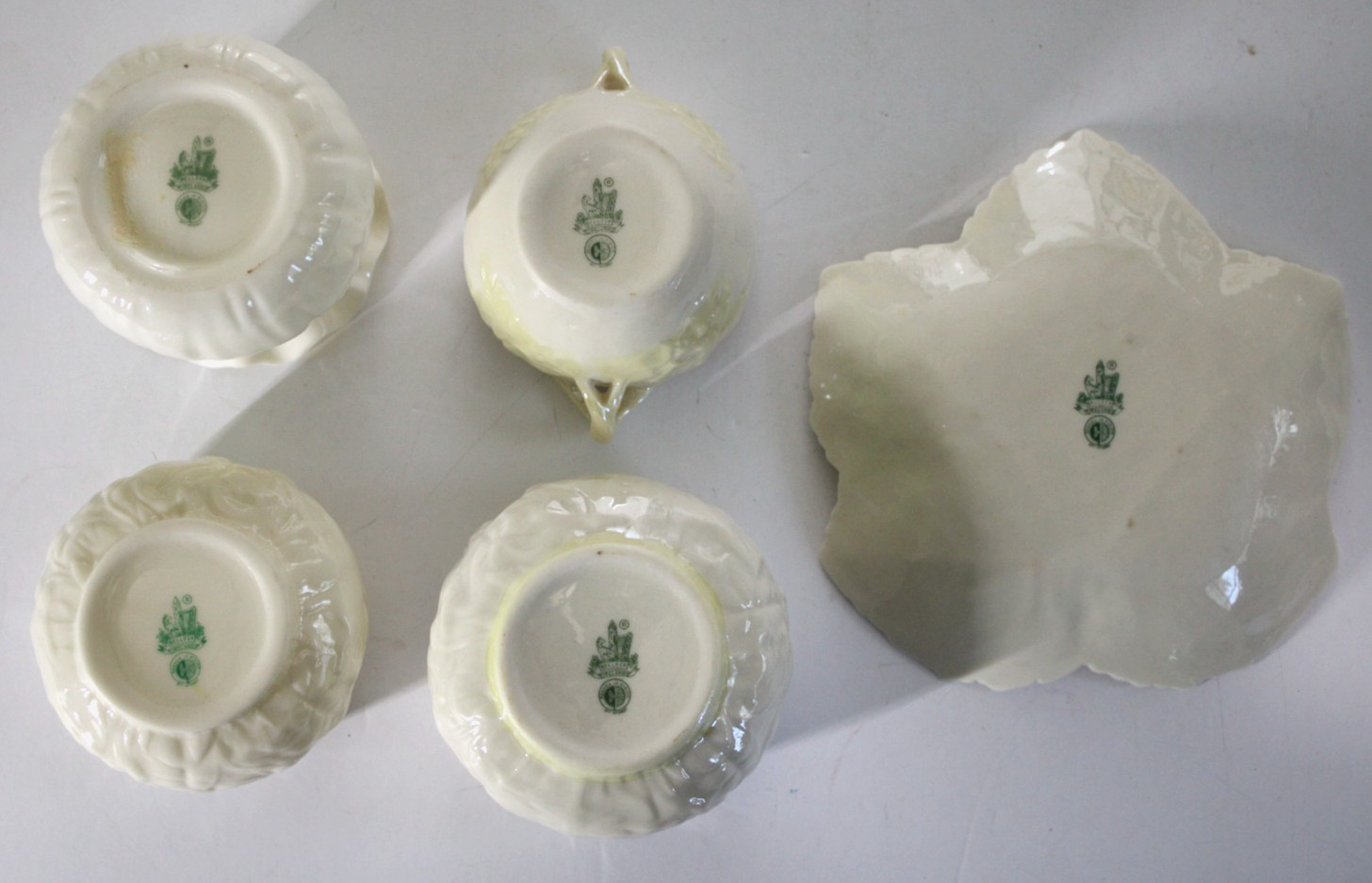 VINTAGE Mix of 19 Belleek Ireland Pottery Pieces 6th Mark (1965-1980) 3rd Green