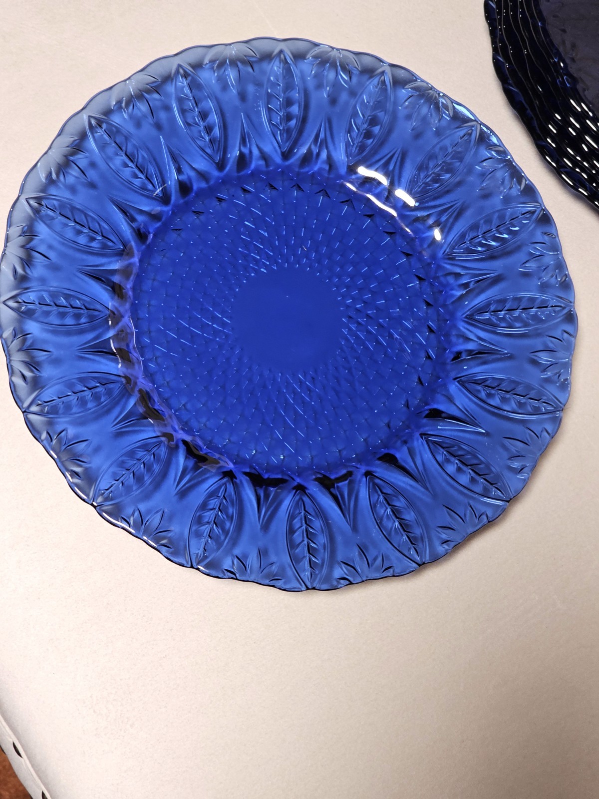 Avon Royal Sapphire Cobalt Blue Glass Set of 8 Salad/Dessert Plates 7.75in