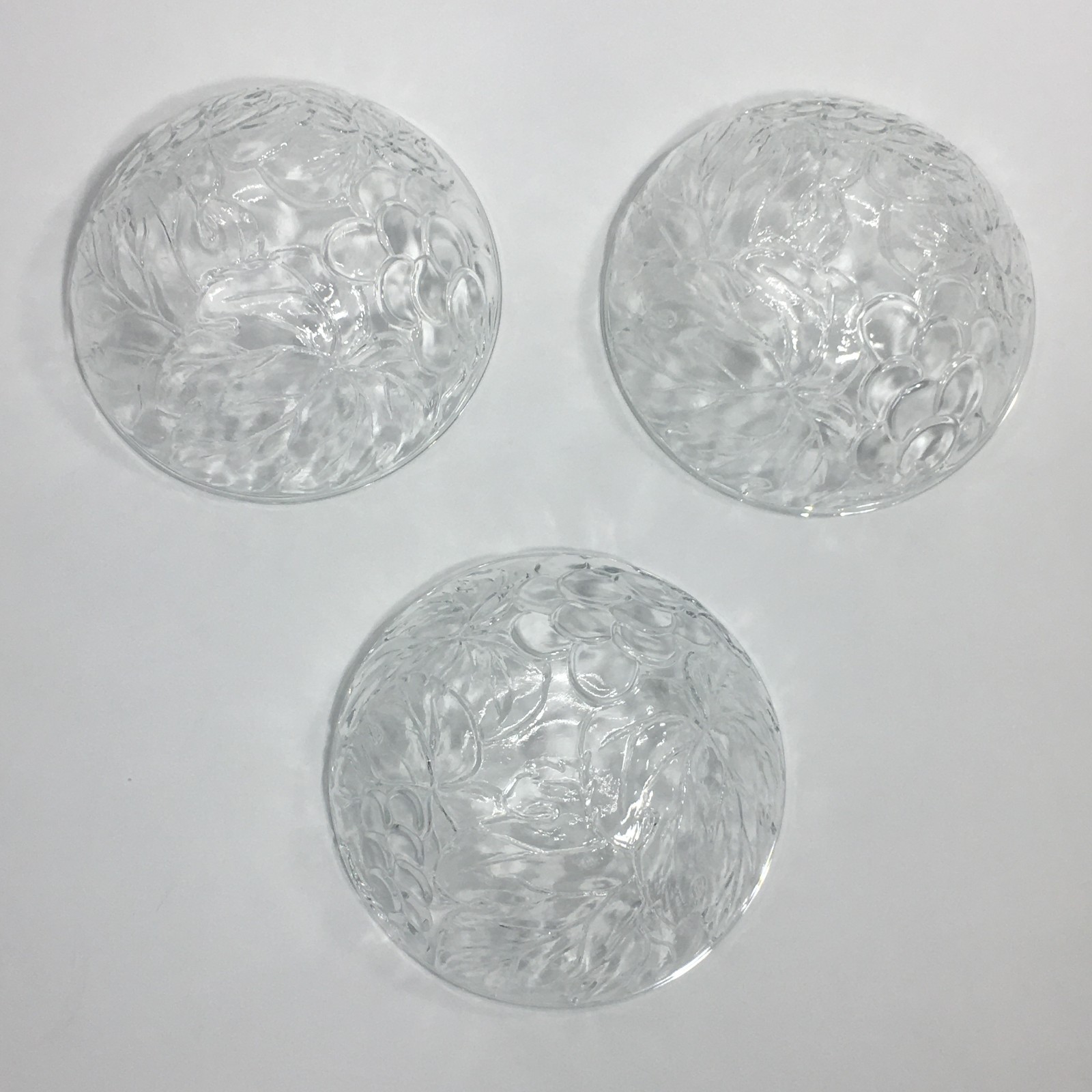 3 KIG Indonesia Vintage Embossed Salad Bowl 6″ Clear Glass Harvest Grape
