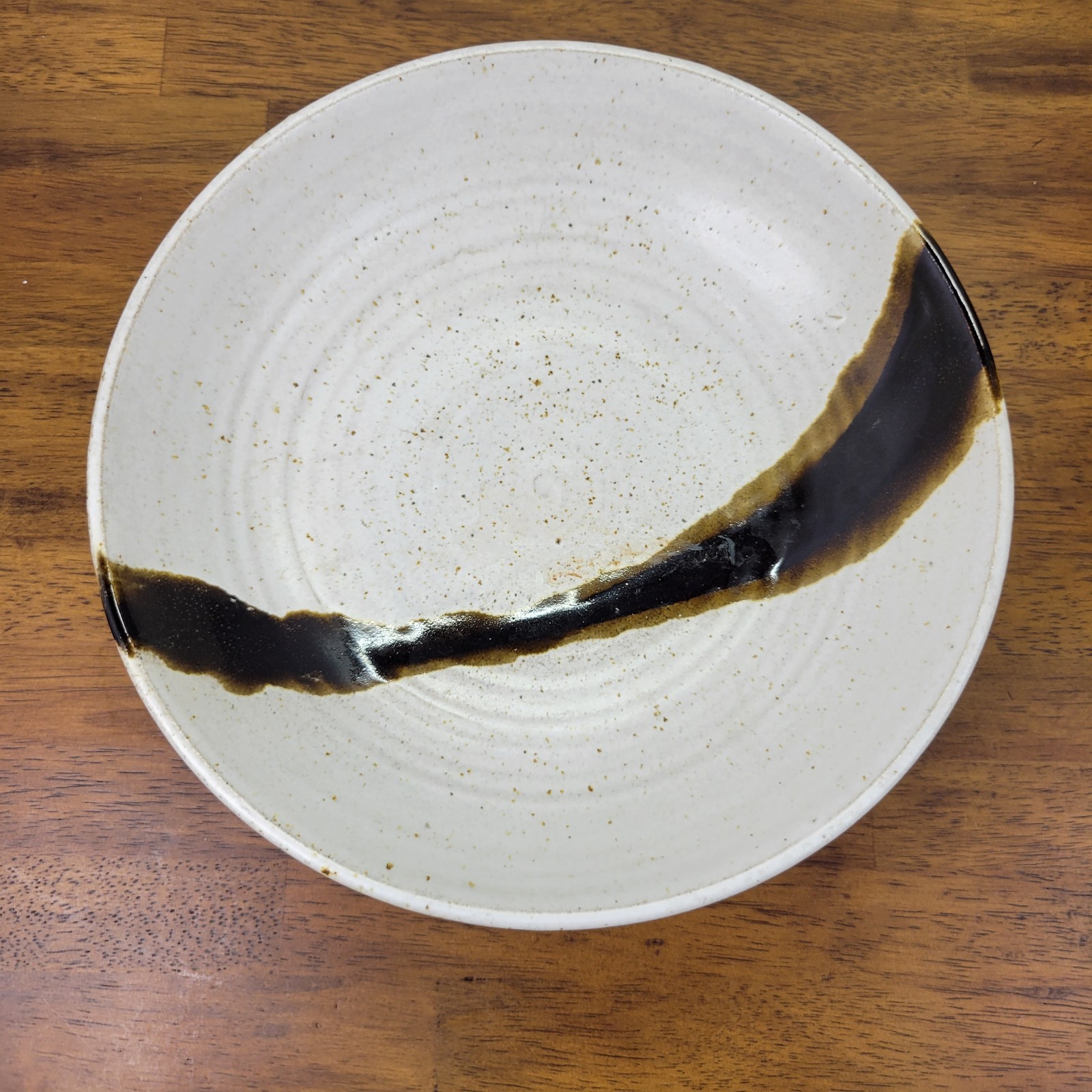 Vintage MCM Studio Art Cornwell Pottery Bowl Beige Brown 9in.
