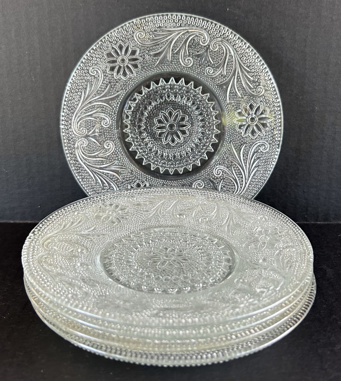 Indiana Glass Tiara Sandwich Clear Bread Plates 6″ Set of 5