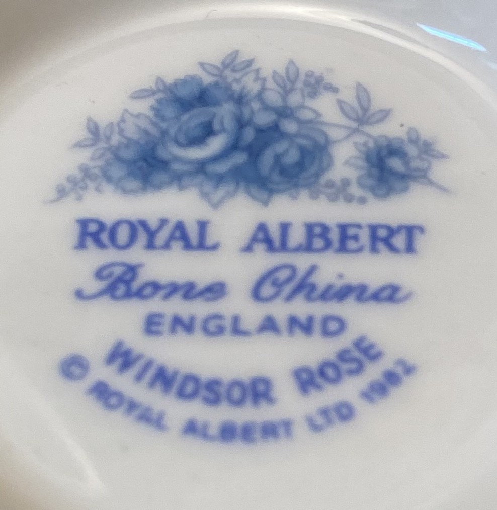 Two (2) Vintage Royal Albert Windsor Rose Blue Footed Cup & Saucer Sets