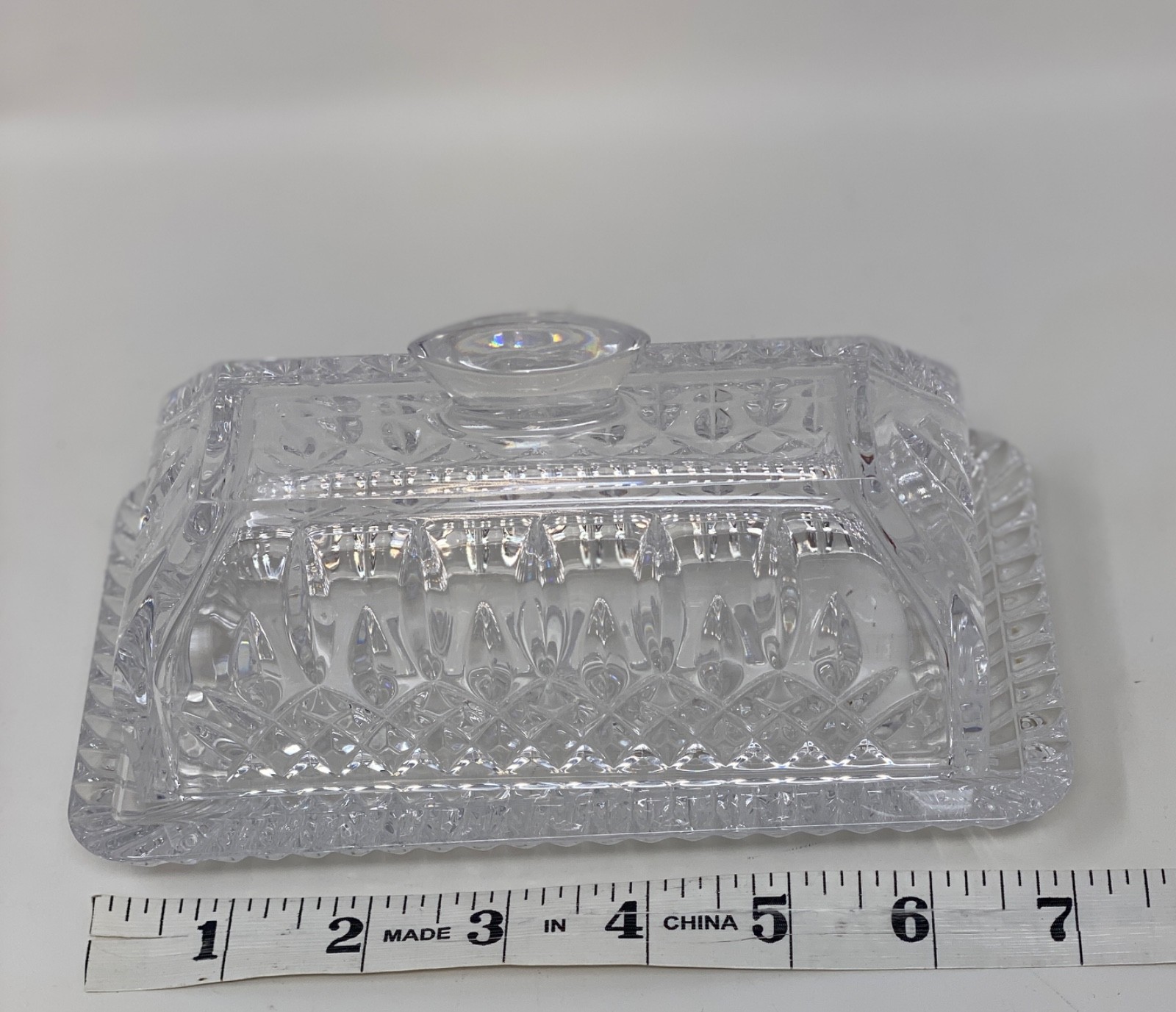 Waterford Crystal Lismore Covered Butter Dish Finest Clarity Pristine Condition
