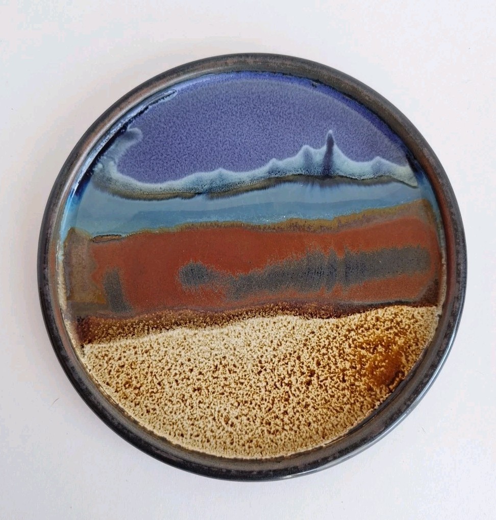 Doug Adams “The Wave” Salad Plates 8.25″ Signed Studio Art Pottery Set Of 4