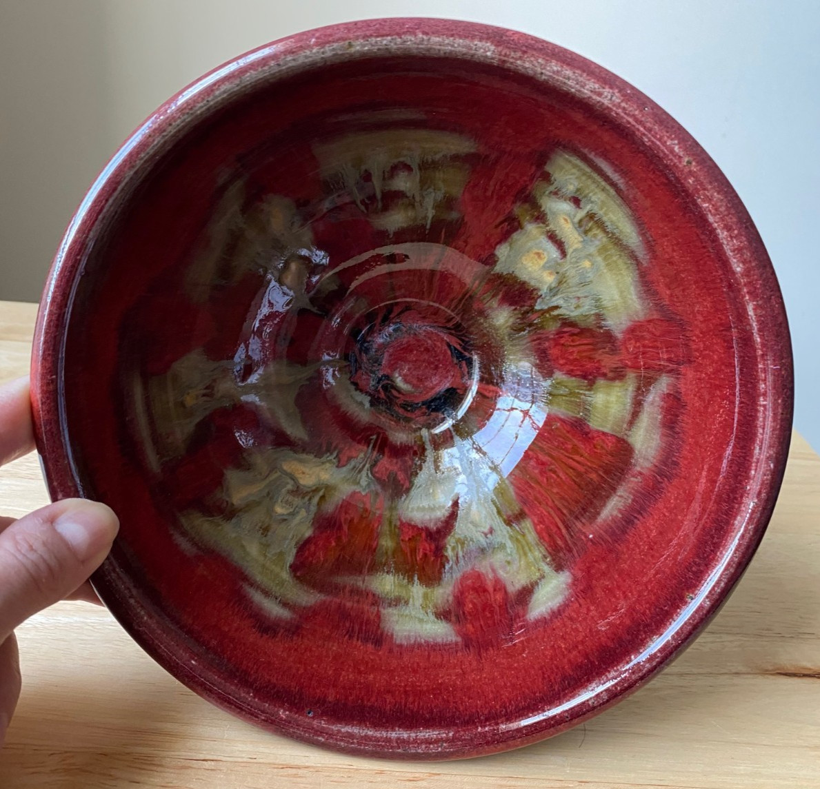 RAY POTTERY 7.5″ Oxblood Glaze Serving Bowl – North Carolina – VGUC