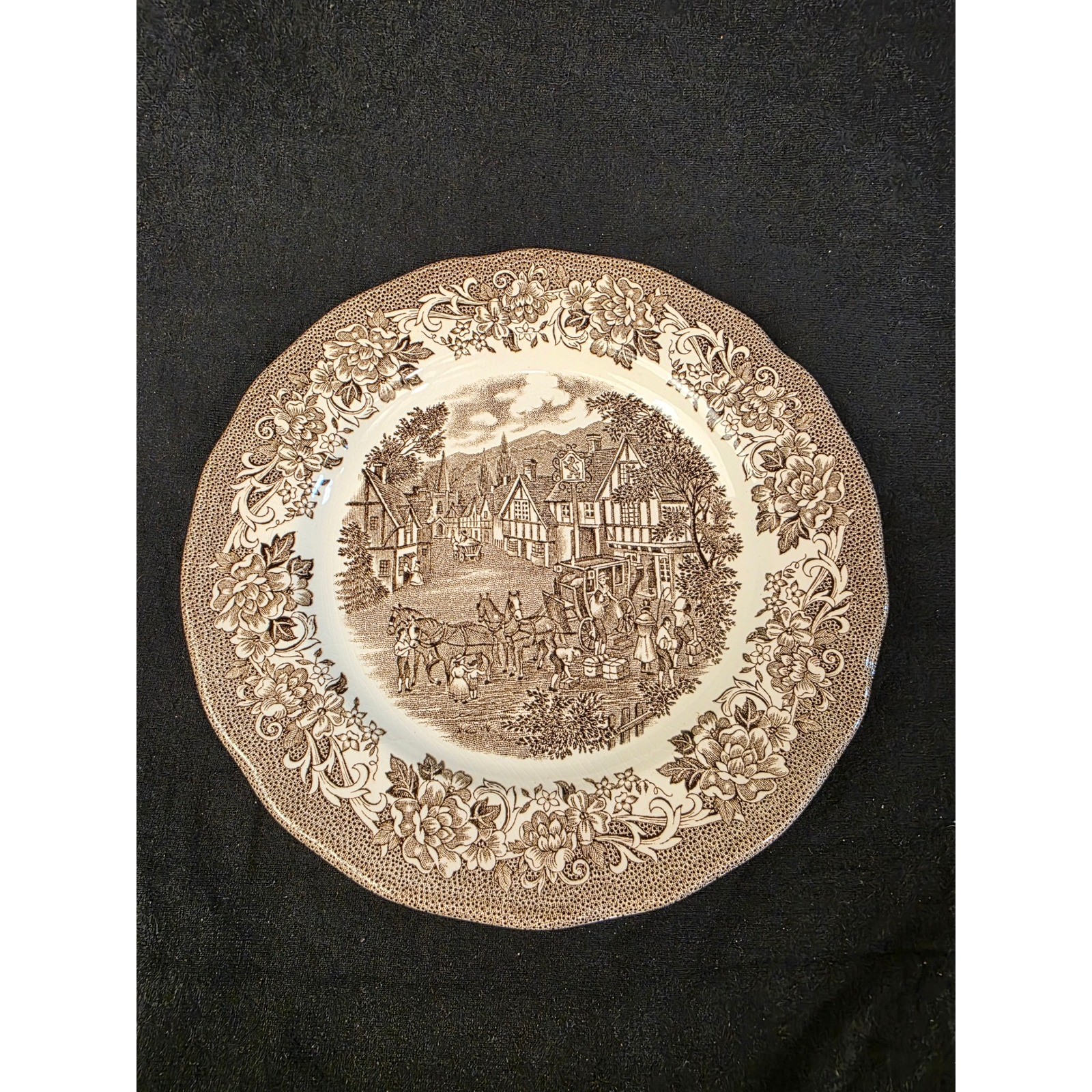 Royal Staffordshire Stratford Stage Brown Transferware 7″ Plate J&G Meakin Eng.