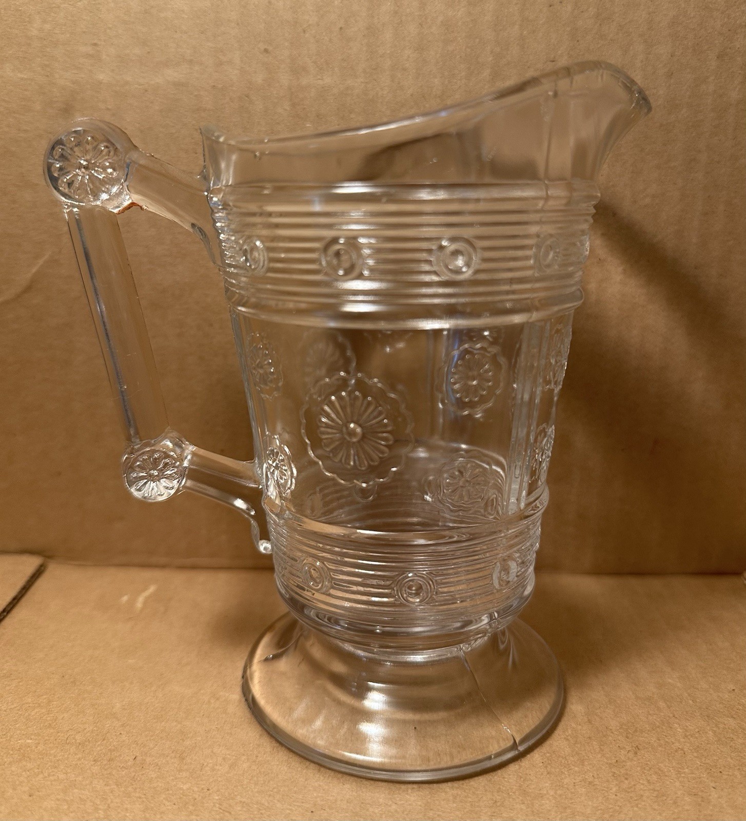 EAPG Bryce Bros, Glass Rosette Magic Pattern Creamer 1880s – 1890s