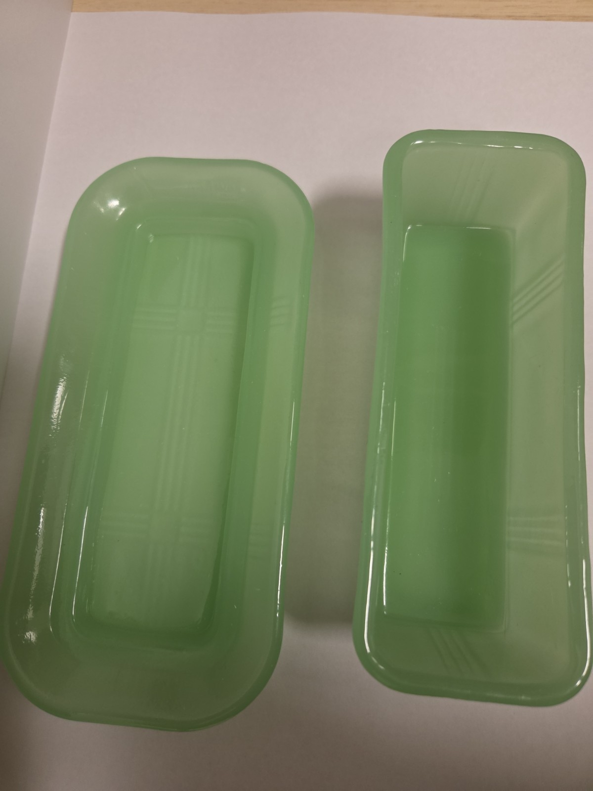 Jadeite Glass Butter Dish, 6.75 X 3.25 X 2.25 Green 2 TPC CHINA Retro