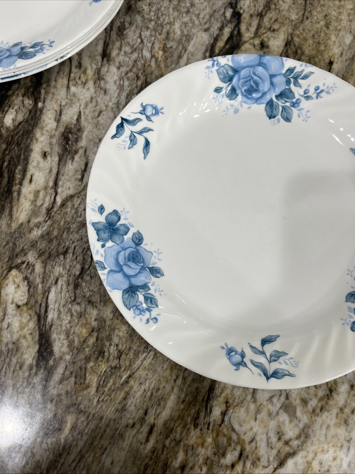 Vintage 5 Corelle Corning Blue Velvet Rose Vitrelle Dinner Plates 10 1/4″ 🇺🇸