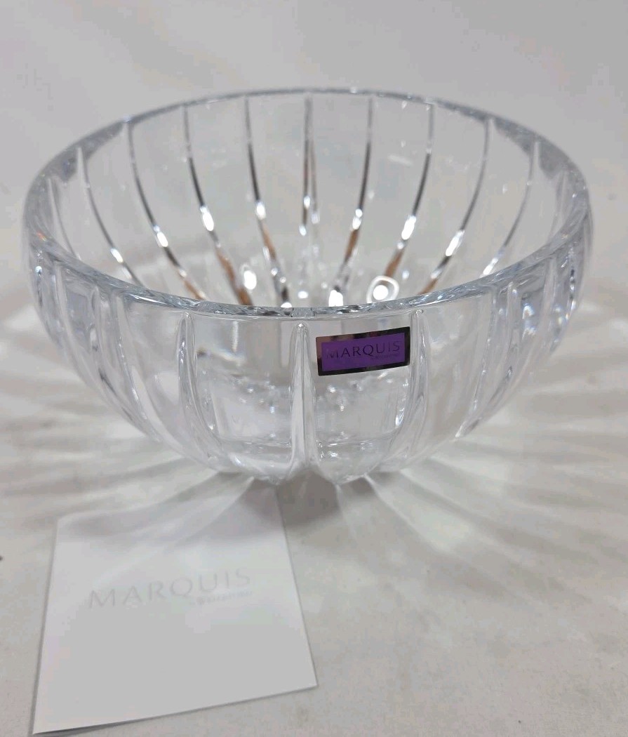 Waterford Marquis Phoenix 8″ Crystal Bowl Art Deco Clear Lead Crystal FREE SHIP
