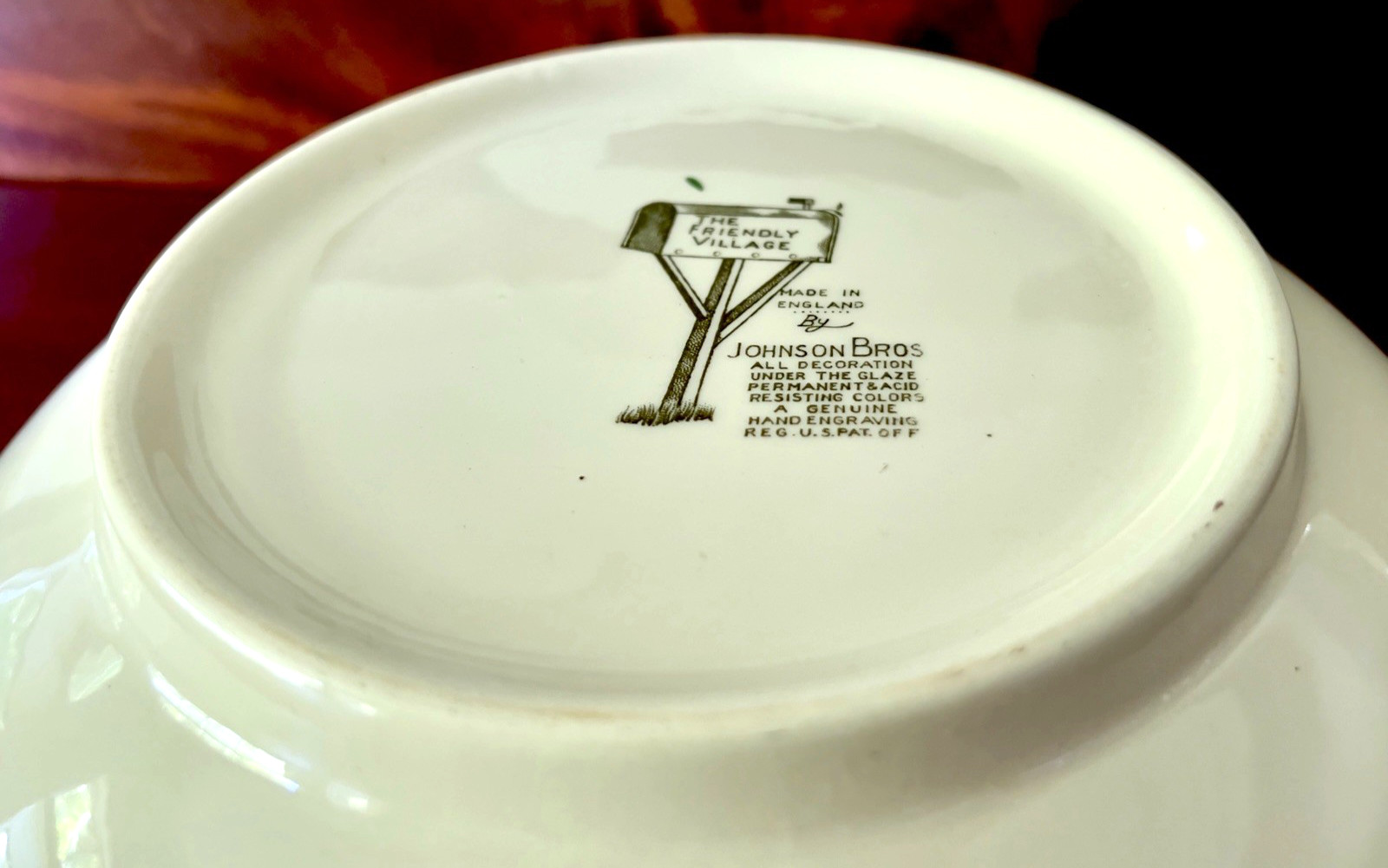 Vintage Johnson Brothers Friendly Village Covered Bridge 12″ Large Serving Bowl