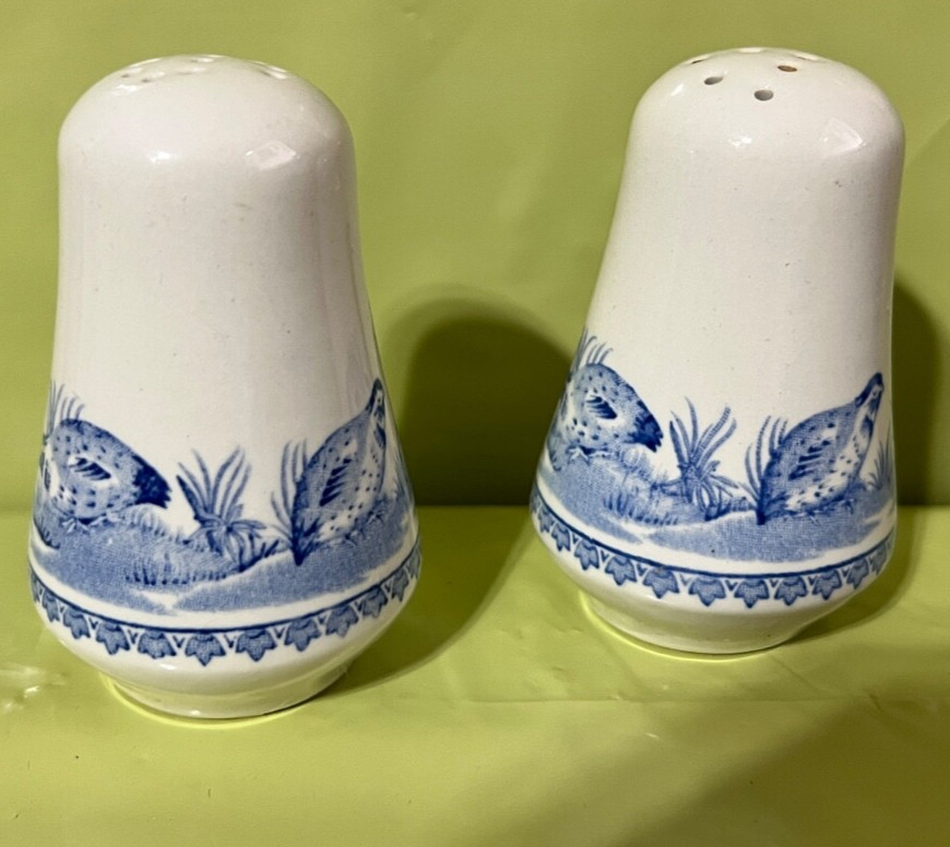 Furnivals England Blue Quail Transferware – Salt and Pepper Shakers – 3 inches