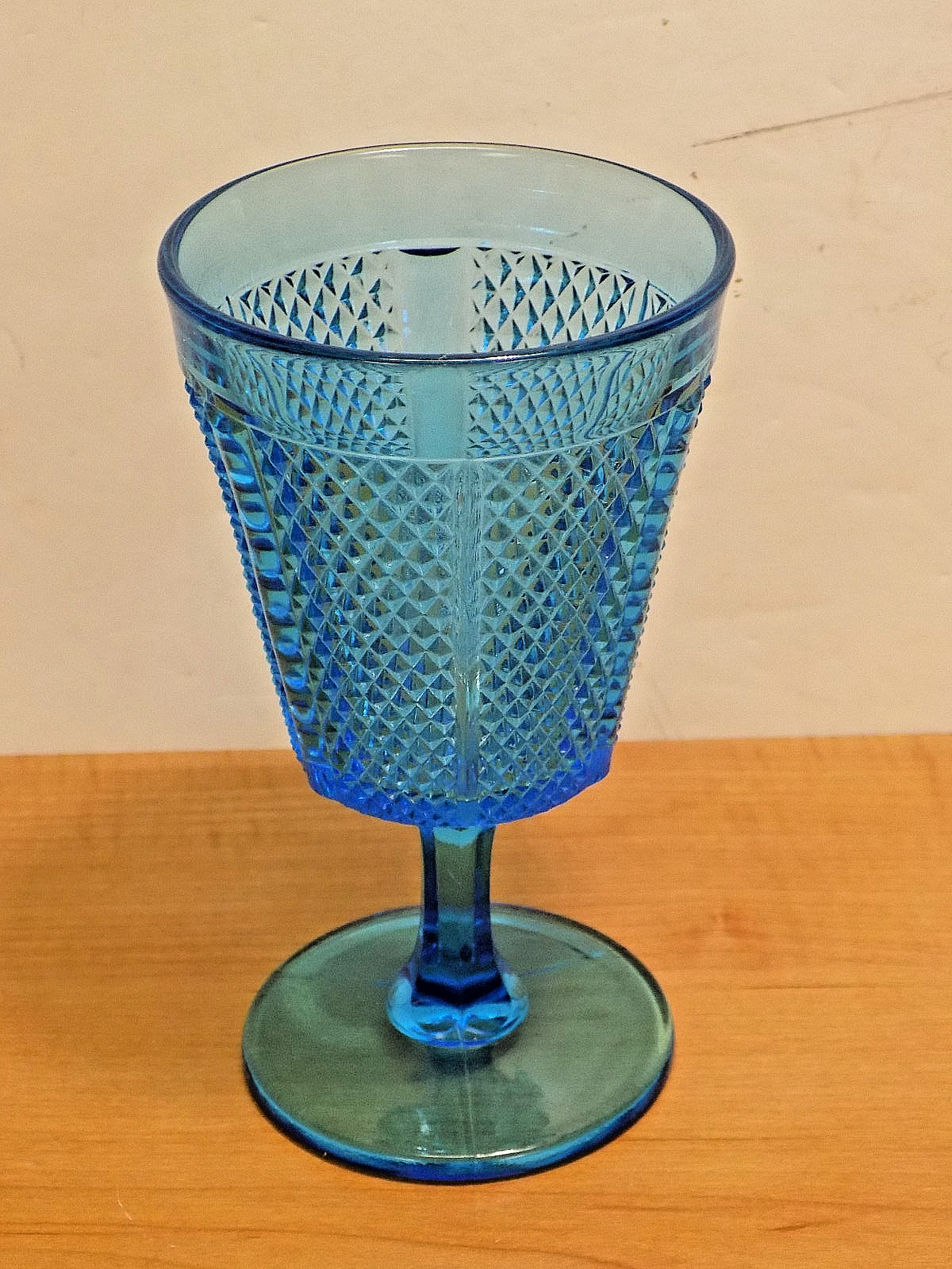 CHALLINOR, TAYLOR & Co Later Paneled Diamond Point #411 Blue EAPG 1880s Goblet