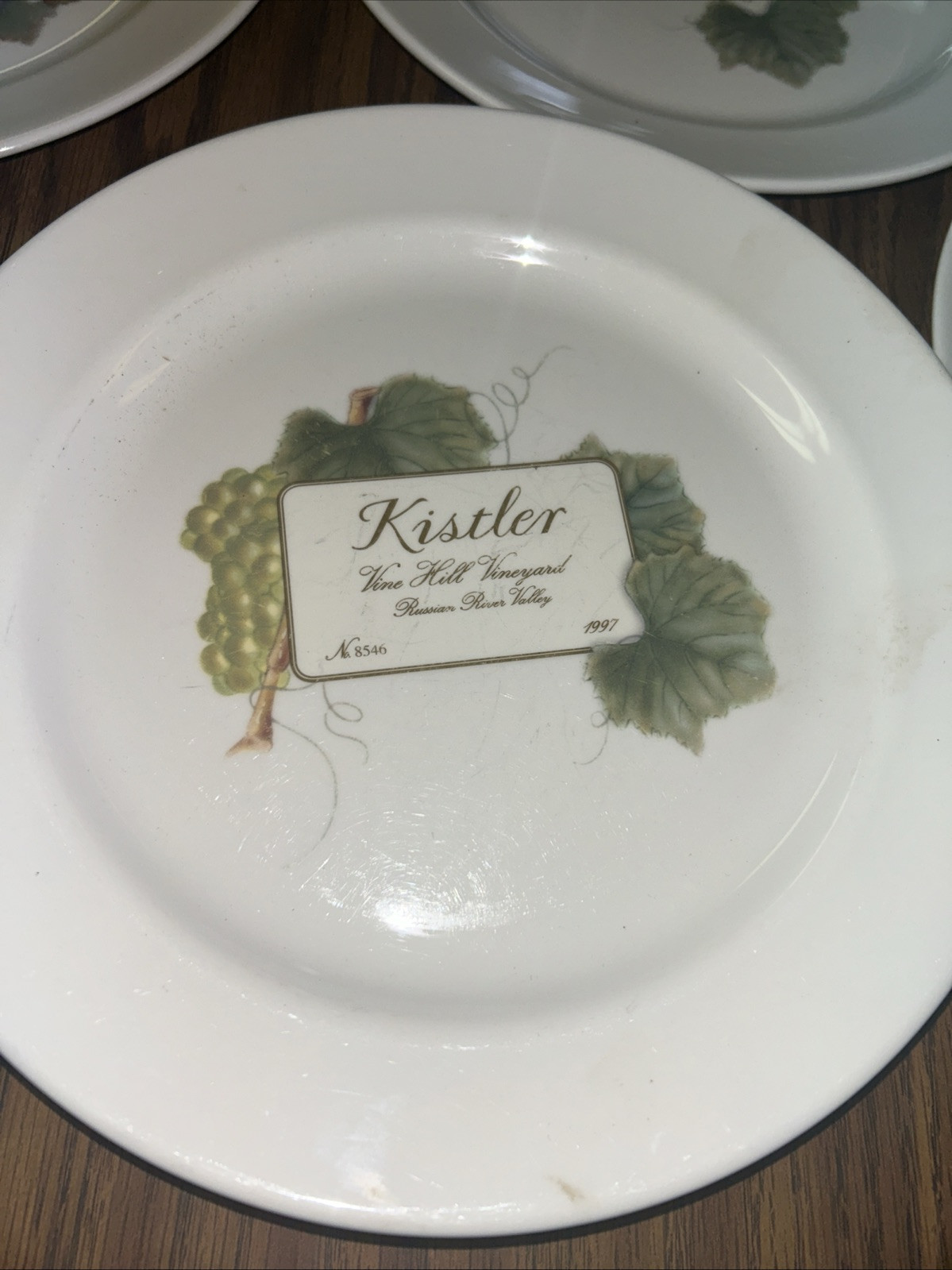 6 Wedgwood Grand Gourmet Vintage Collection Wine Theme 10″ Dinner Plates 1999