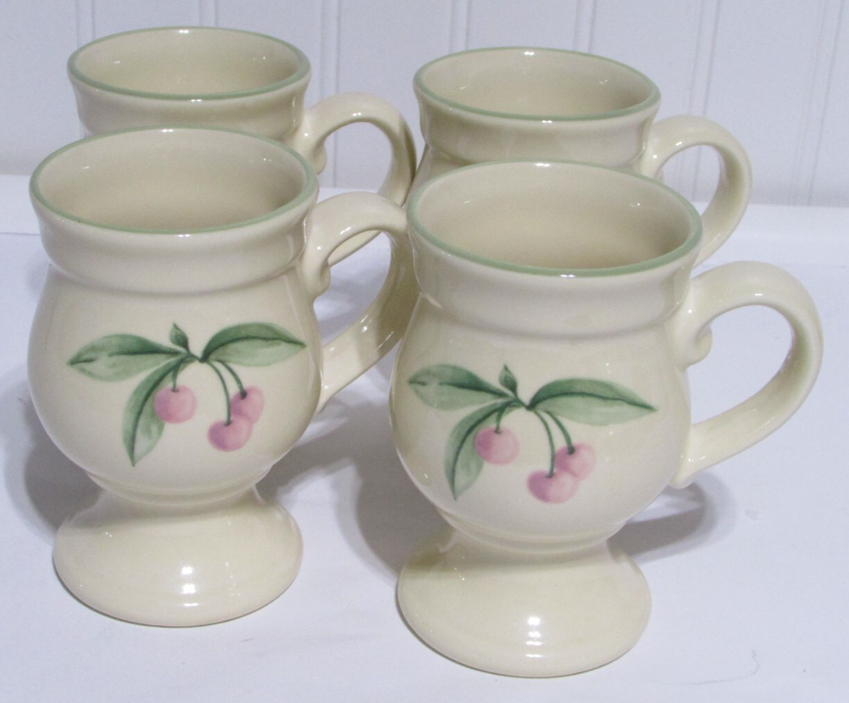 Pfaltzgraff Garden Party Pedestal Footed Mugs Set of 4 USA