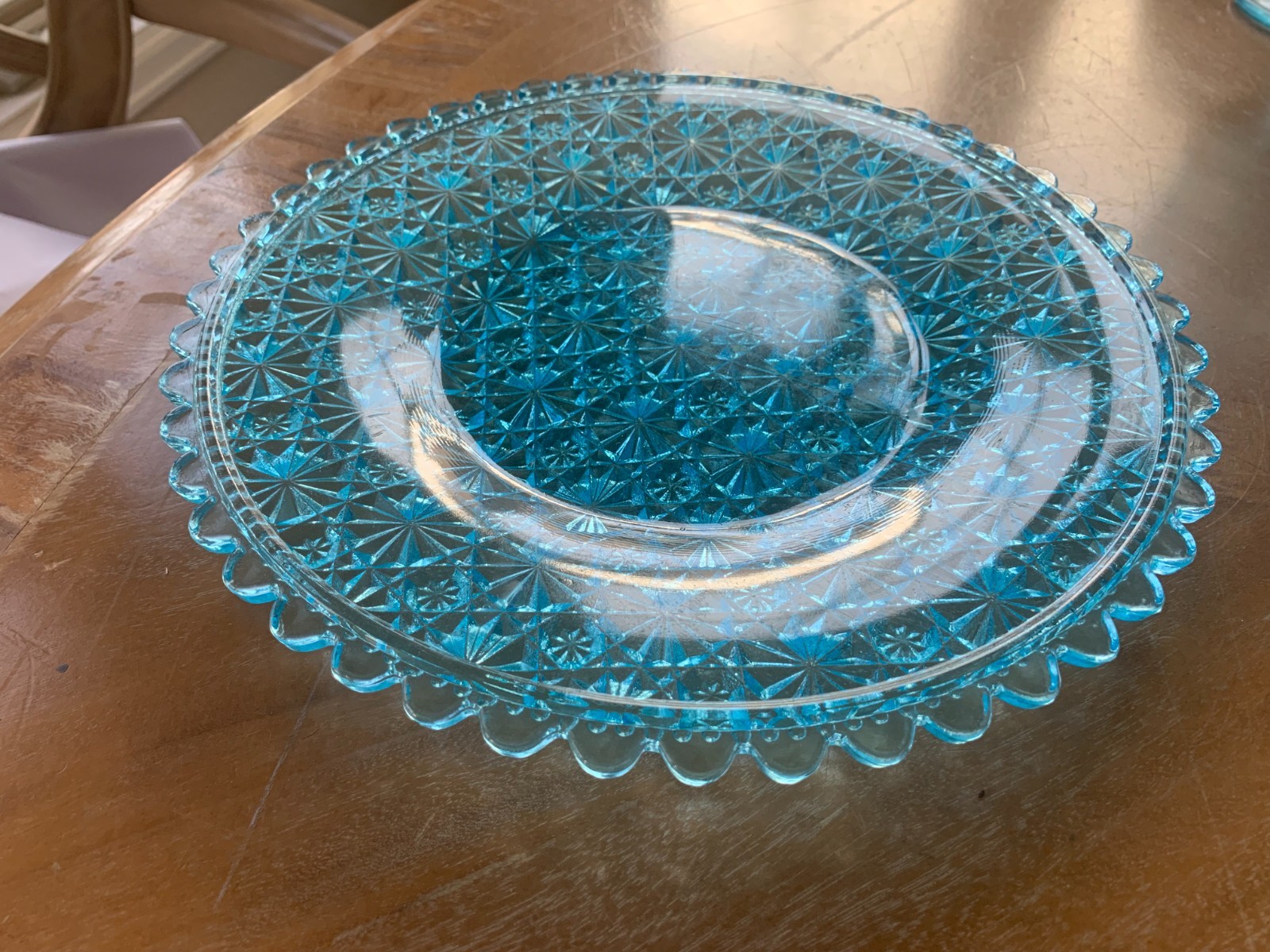 Daisy And Button Aqua Star Round Plate Scallop Edge 10-3/8″
