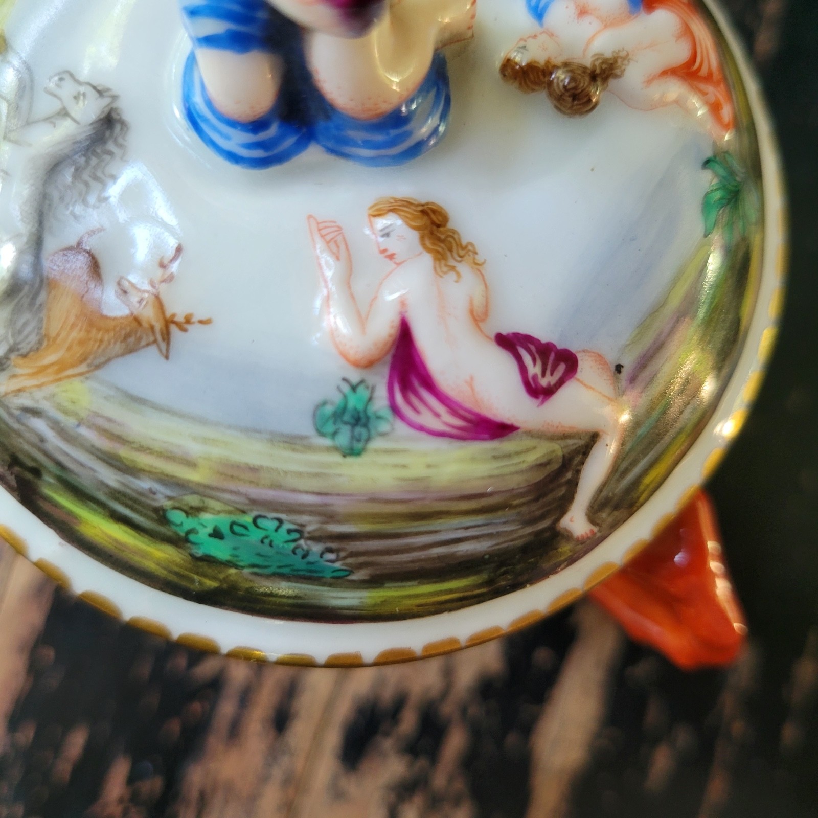 Antique 1800s Ginori Doccia Capodimonte Lidded Porcelain Chocolate Cup Italian