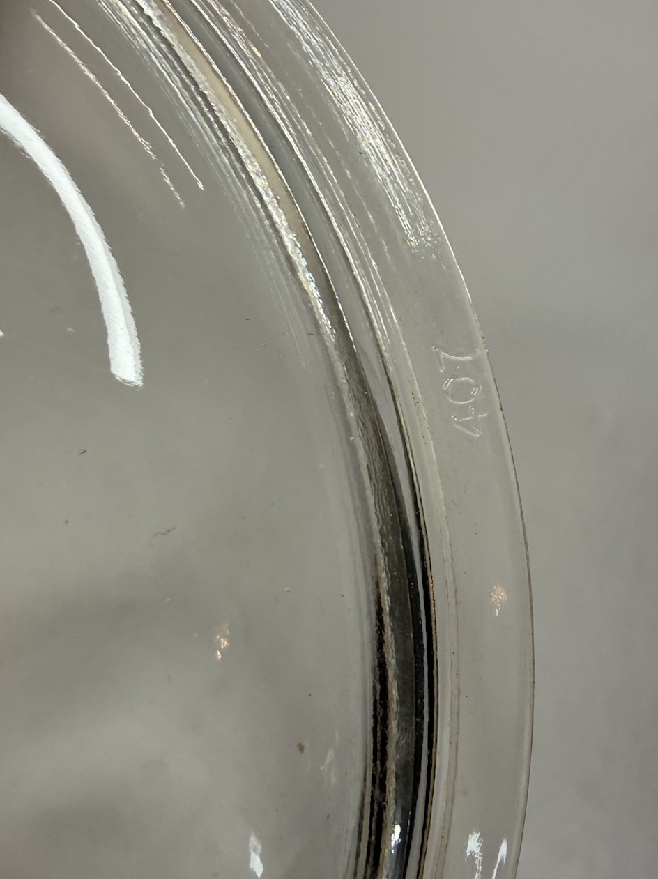 Pyrex Style Round Glass Lid 8 1/8 Inches for Saute Pan/Casserole Dish Marked 407