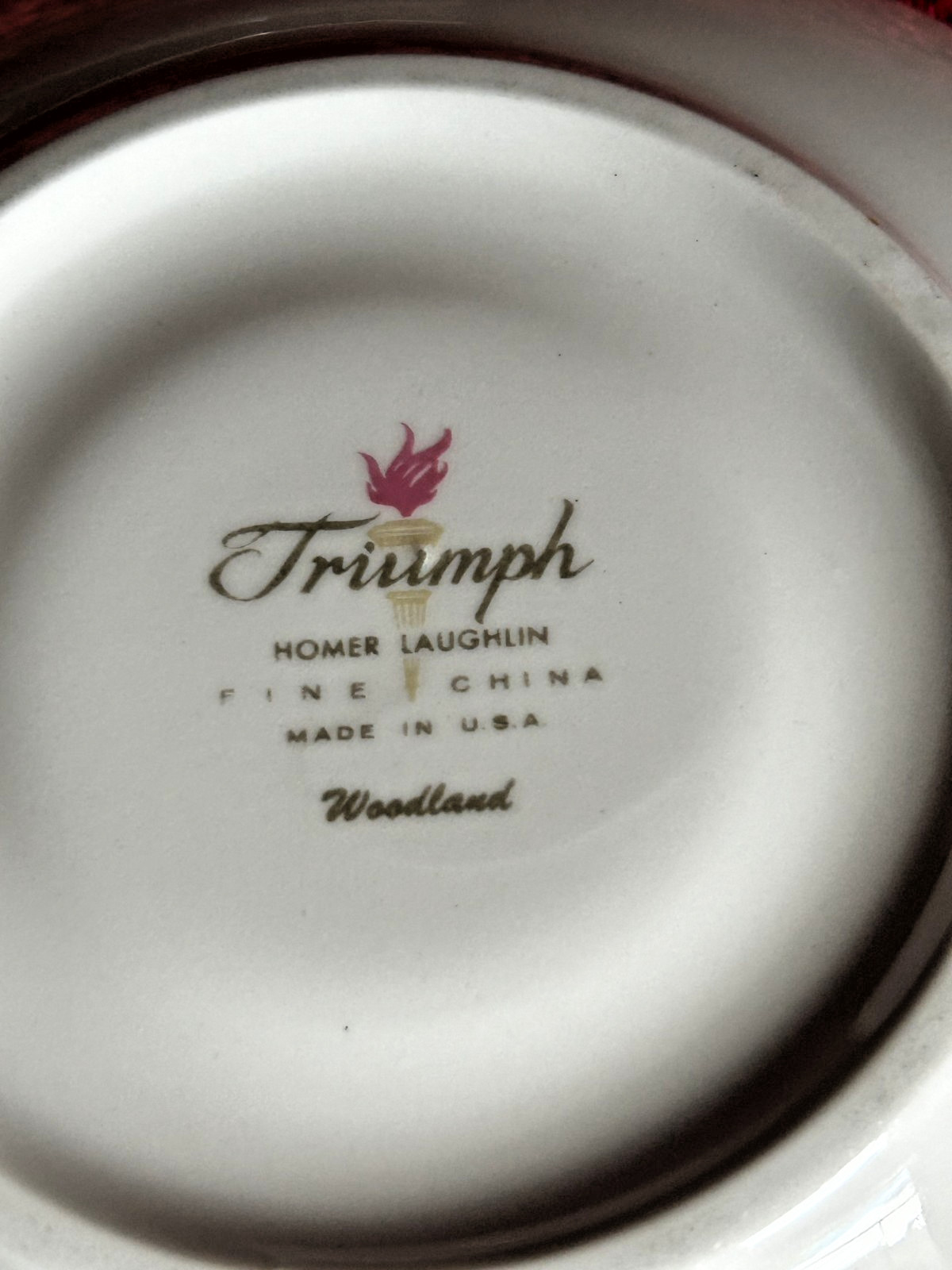 Set of 6 Homer Laughlin Fine China Triumph Woodland 6″ Saucers