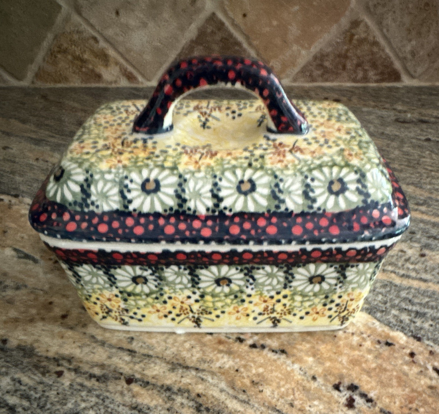 Manufaktura Handmade Polish Pottery Floral Covered Dish 20 oz Rectangular MPN 21