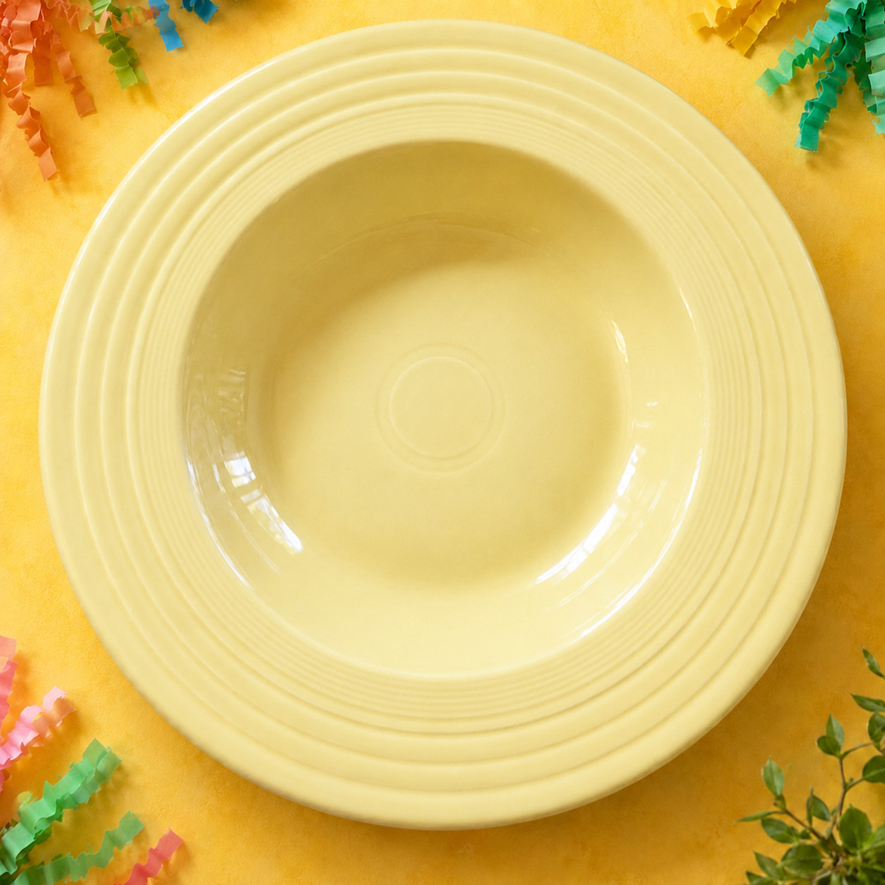Fiesta Yellow 12″ Rim Pasta Bowl Homer Laughlin 1998 Retired Mexican Party Table