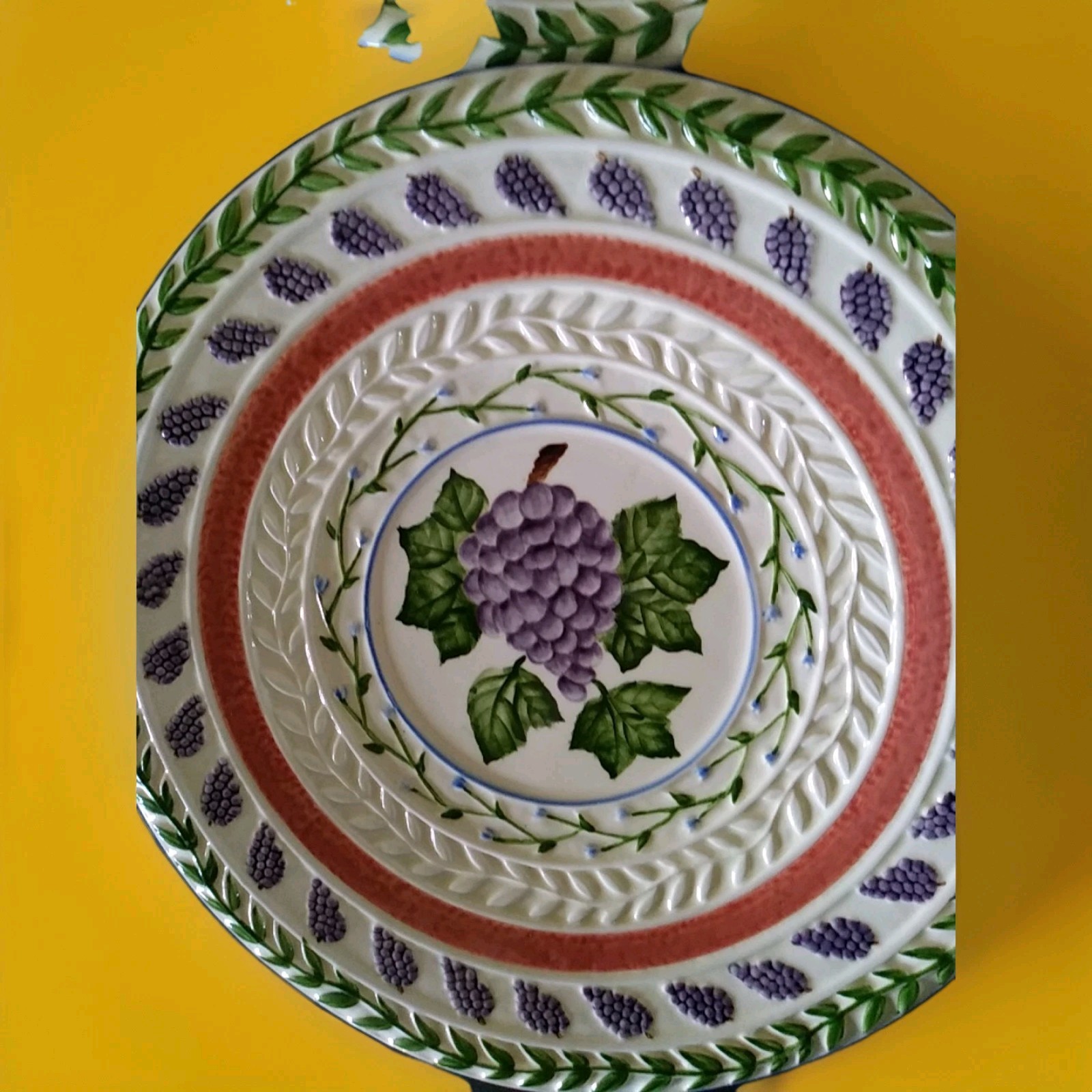 Strata Group Fresh N Fruity Hand Painted 3D Design 8.75″ Plates, Set of 6